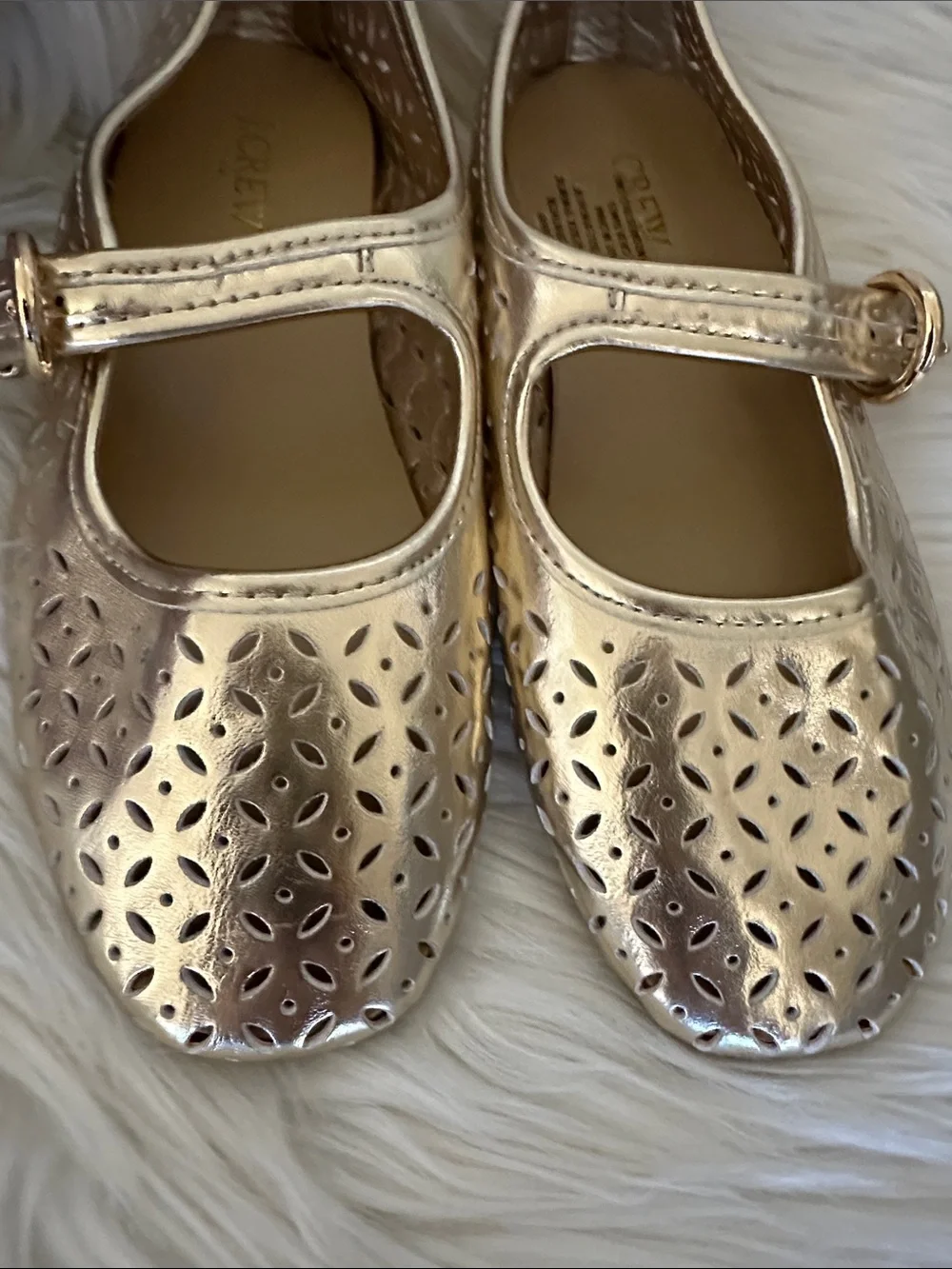 J. Crew Factory Girls' perforated metallic Mary Janes